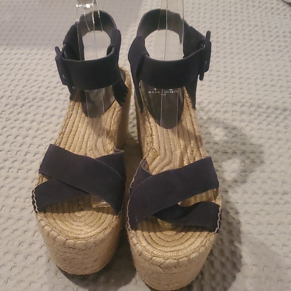 Marc Fisher Navy Blue Suede Espadrilles Size 8W (#25)